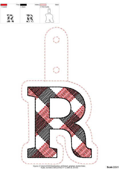 Gingham Plaid Monogram Keychain