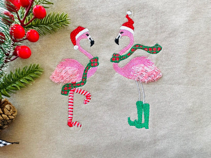 Fringed Christmas Flamingo Santa Hat