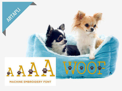 Satin Stitch Block Paw Print Font