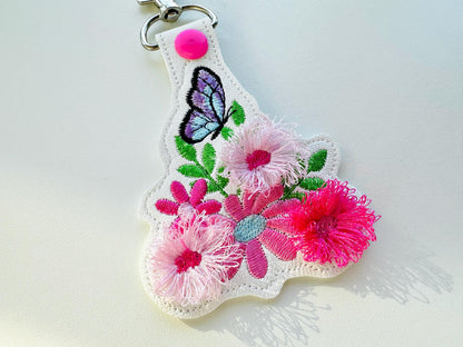 Fringed Flower Floral Butterfly Keychain