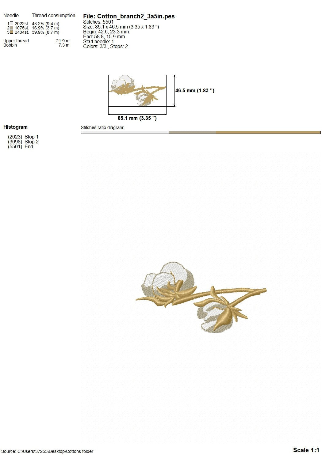 Cotton Flower And Cotton Branch Set of 4