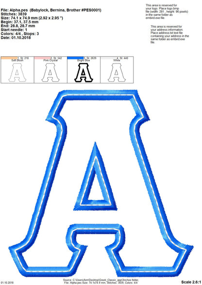 Sororities Greek Font Applique