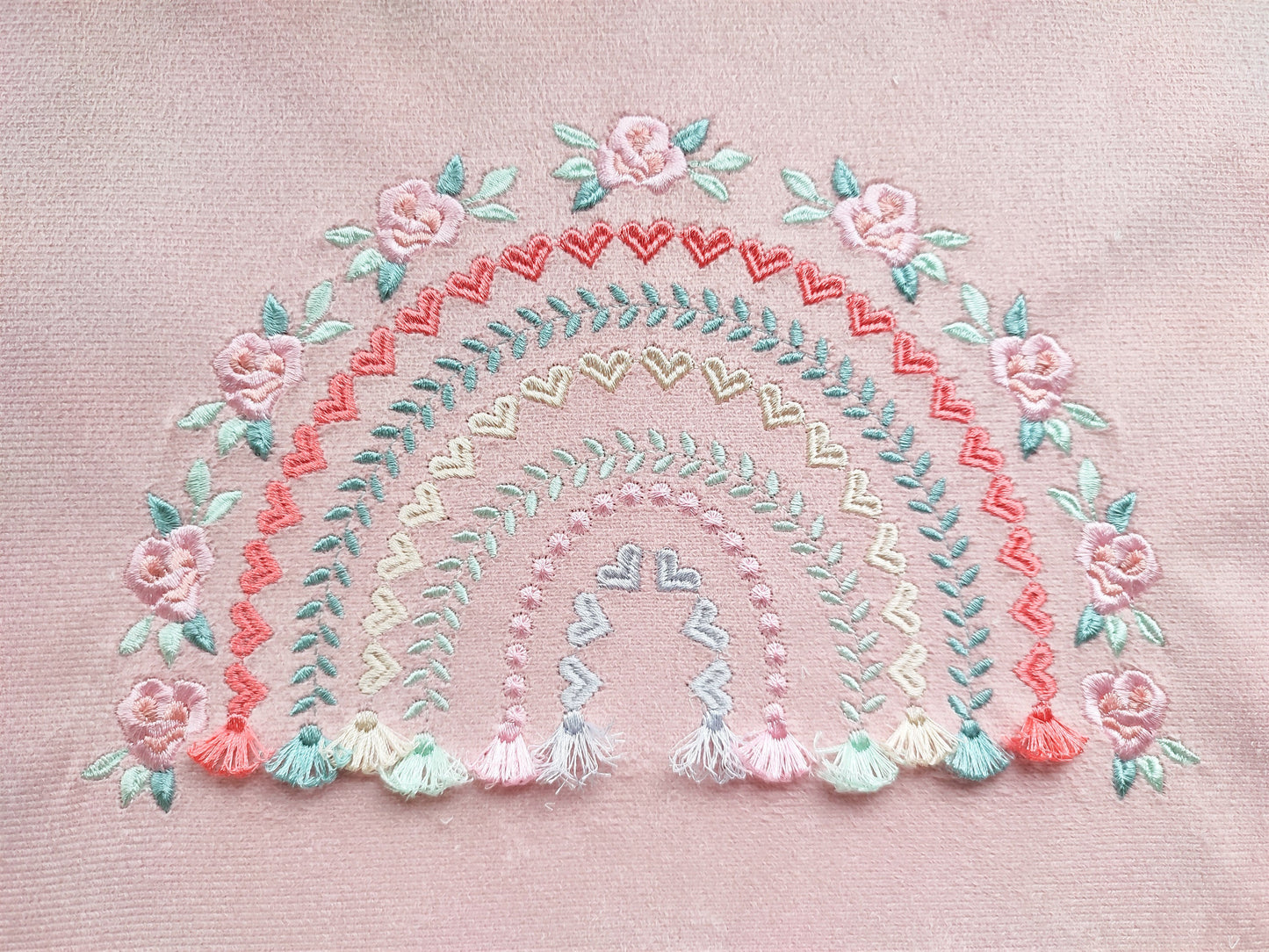 Boho Floral Rainbow with Fringed Tassels