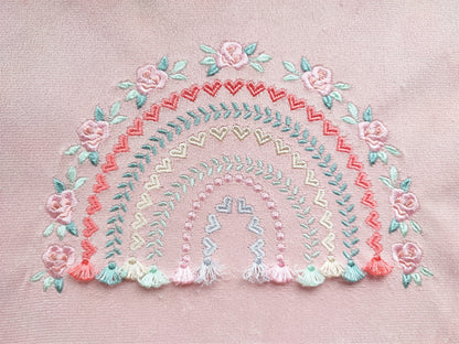 Boho Floral Rainbow with Fringed Tassels