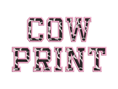 Cow Spots Patterned Fill Stitch Block Font