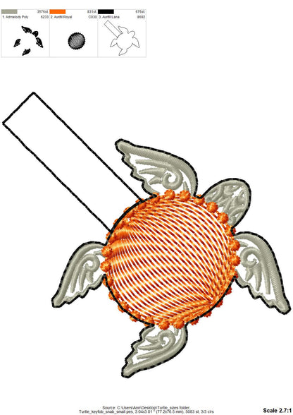 Turtle Snap Tab key fob, feltie, may use for circle monogram, mini