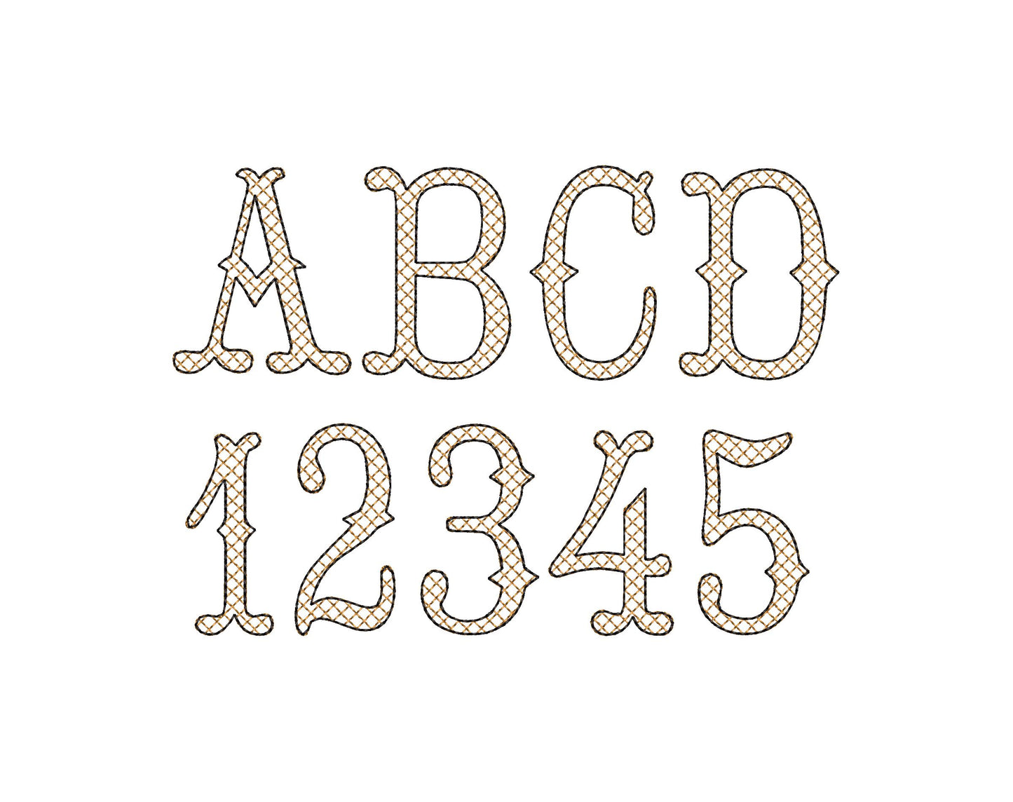 Western Font light stitch diamond pattern machine embroidery designs