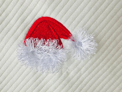 Small Mini Santa hat fringed fluffy Christmas machine embroidery