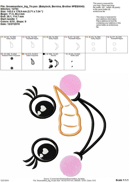 Snowman Doll Face with Carrot Nose