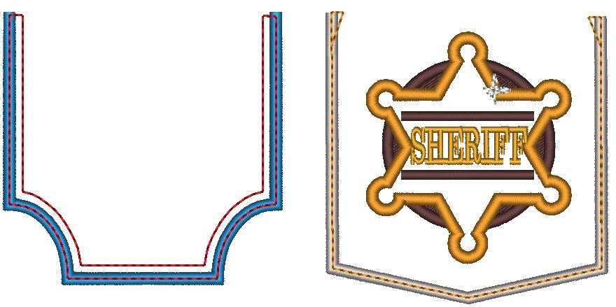 Western style Pocket Applique Set of 5 styles machine embroidery