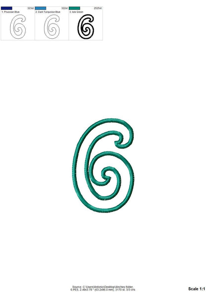 Girly with wide satin stitch Birthday Numbers Applique kids outfit