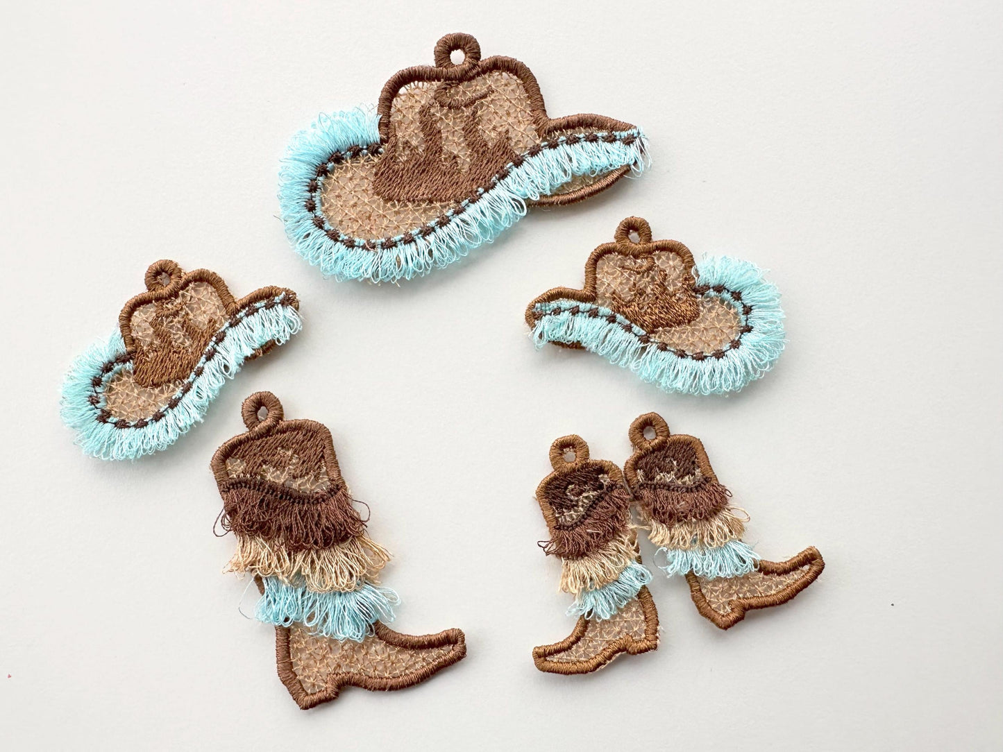 Cowboy Cowgirl Fringed Boots And Hat