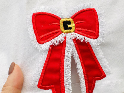 Fringed Santa Claus Bow Applique