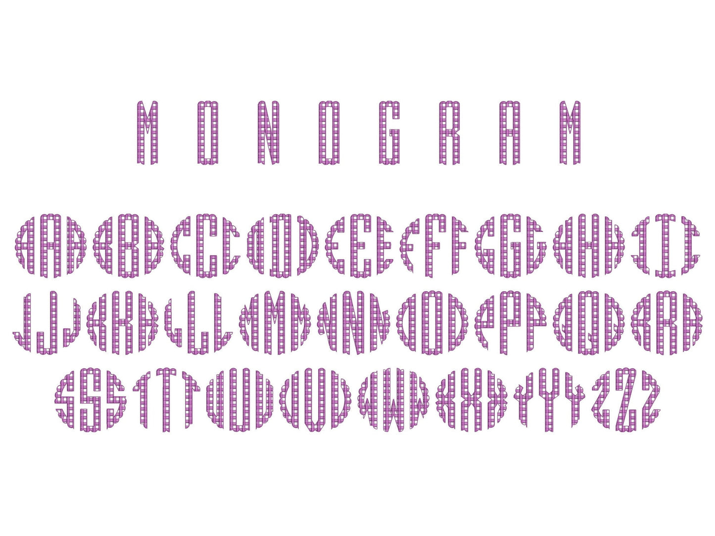 Scalloped Plaid Buffalo Circle Monogram Font