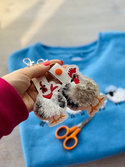 Fringed Chicken Keychain Set of 2