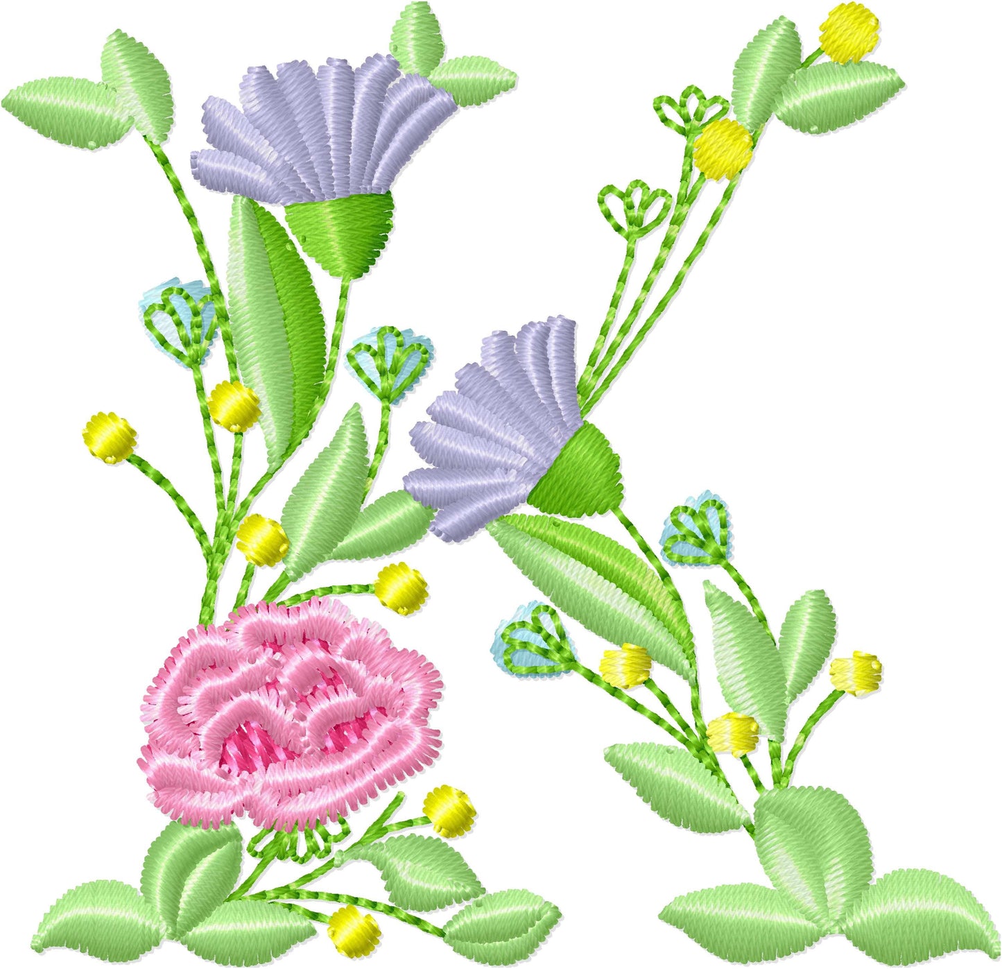 Block Floral Font Uppercase Letters