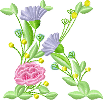 Block Floral Font Uppercase Letters