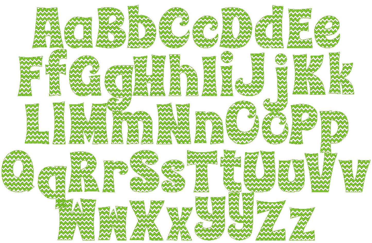 Chevron Zigzag Font quick light stitch and bean outline alphabet