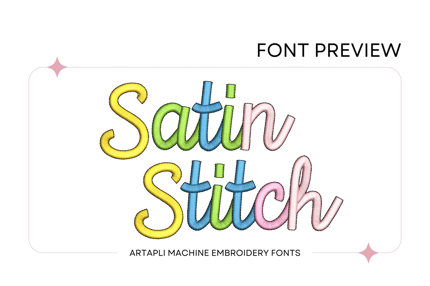 Satin Stitch and Outline Handwritten Font