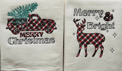 Gingham Tartan Patterned Christmas Saying Set