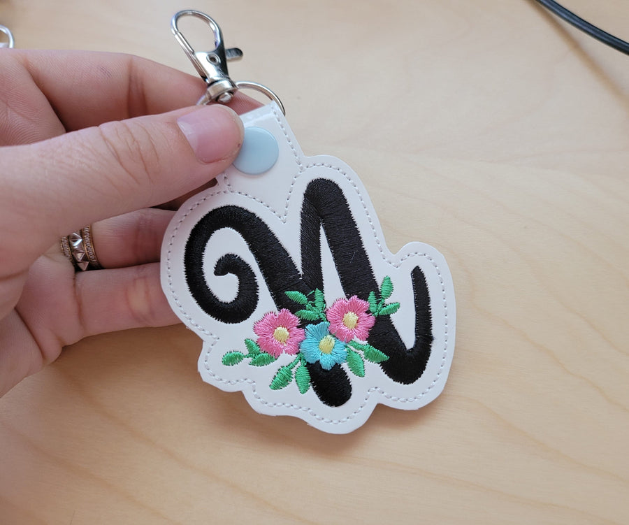 Meadow Floral Monogram Keychain ITH