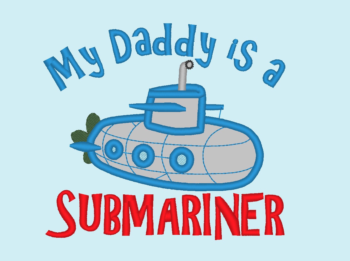Submarine machine embroidery applique and filled design