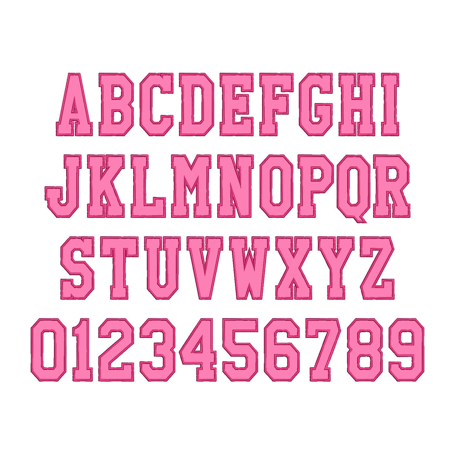 Narrow Varsity Athletic Sport Font Applique