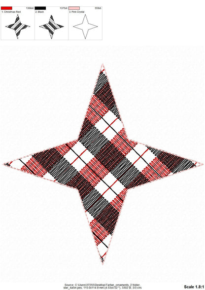 Gingham Plaid Christmas Tree Ornaments ITH