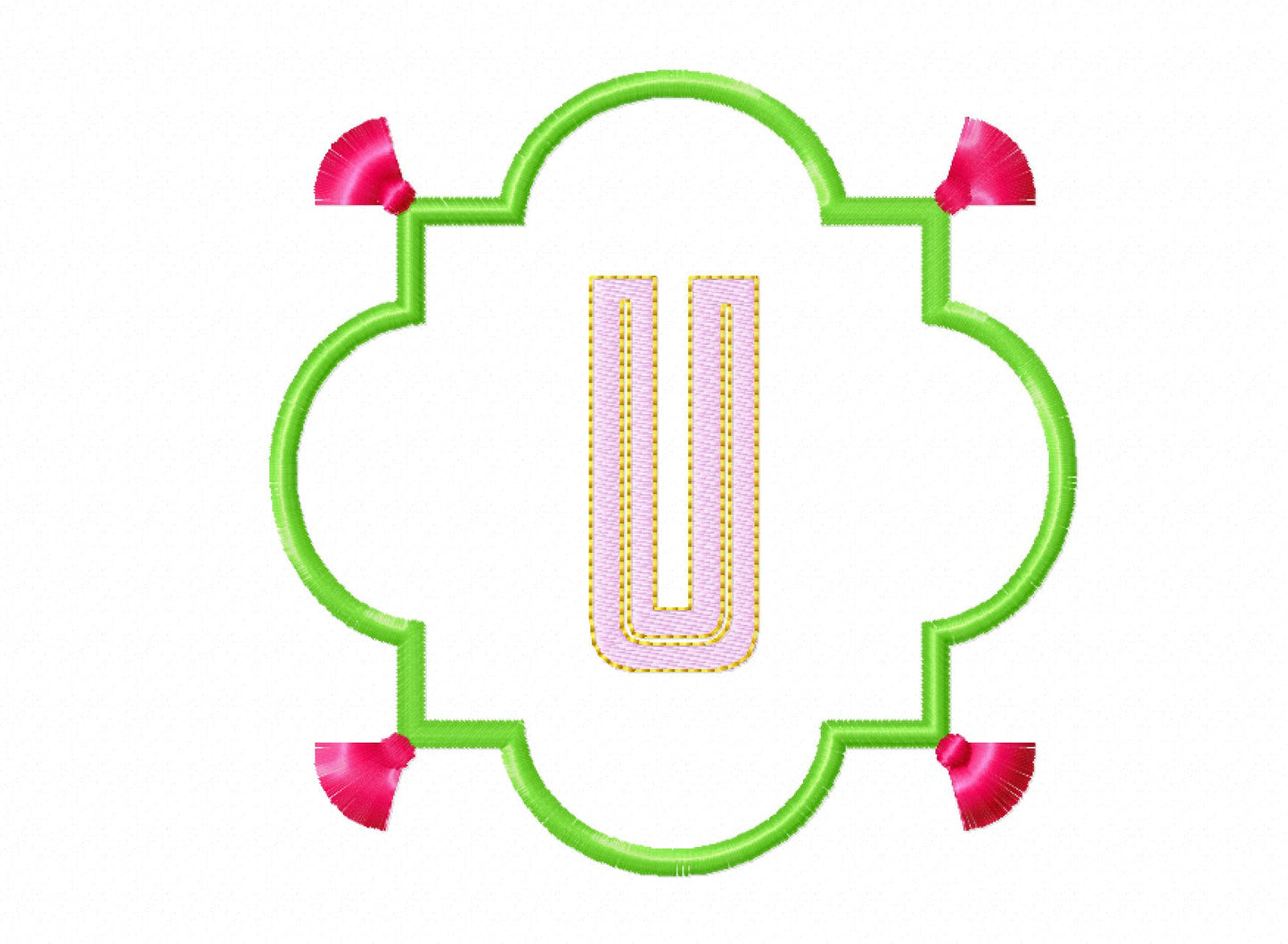 Chinoiserie Fringed Tassel Monogram Frame Applique