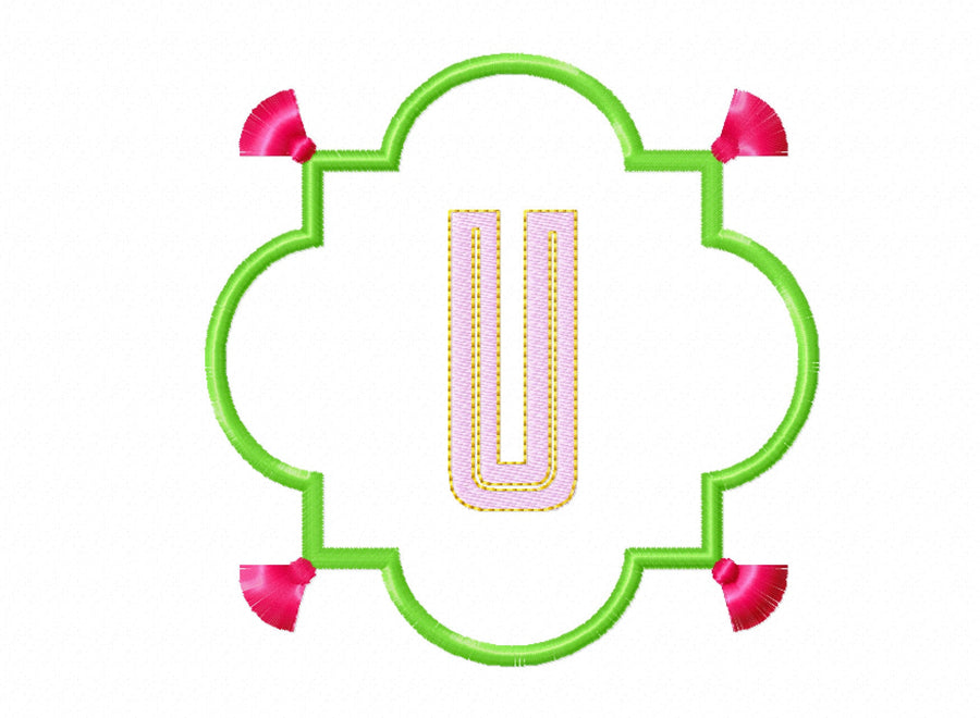 Chinoiserie Fringed Tassel Monogram Frame Applique