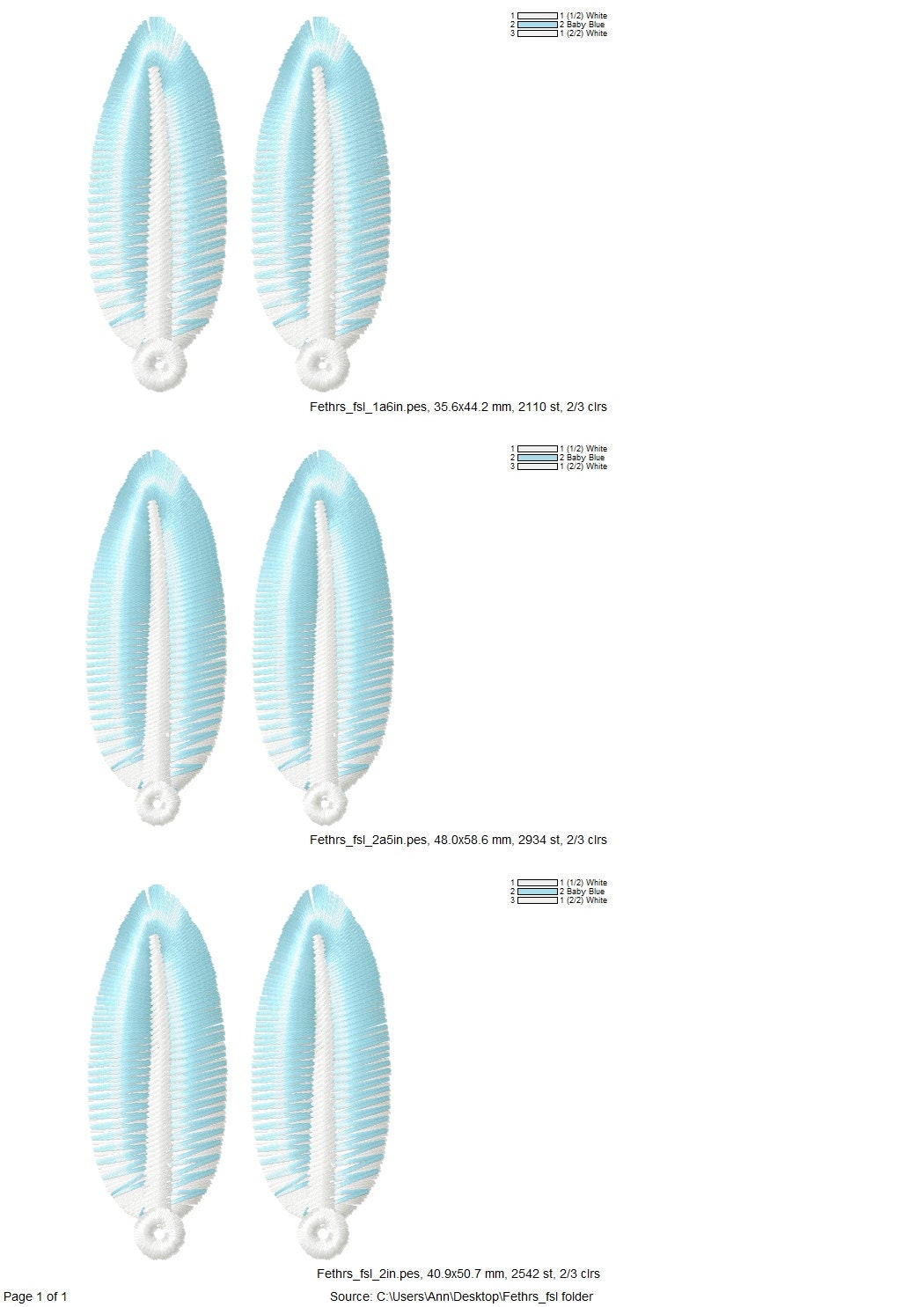 Delicate Feather Earrings Charm FSL