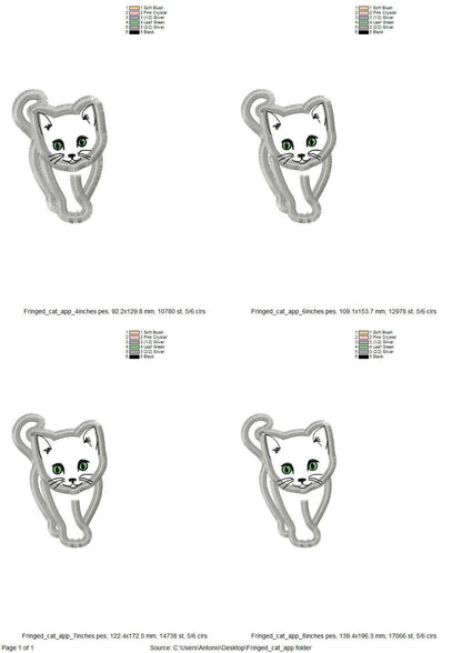 Fringed Little Kitten Kitty Cat Applique