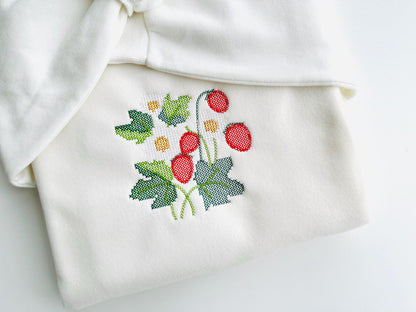 Cross stitch Strawberry Wild Strawberries woodland forest garden