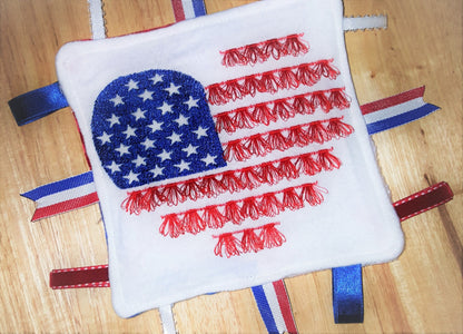 Fringed Patriotic Stars and Stripes Heart