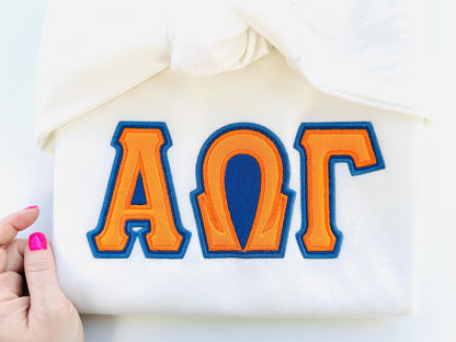 Two layers Double Applique Tall Greek FONT sororities fraternities