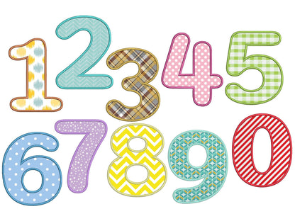 Retro Wide Satin Numbers Applique