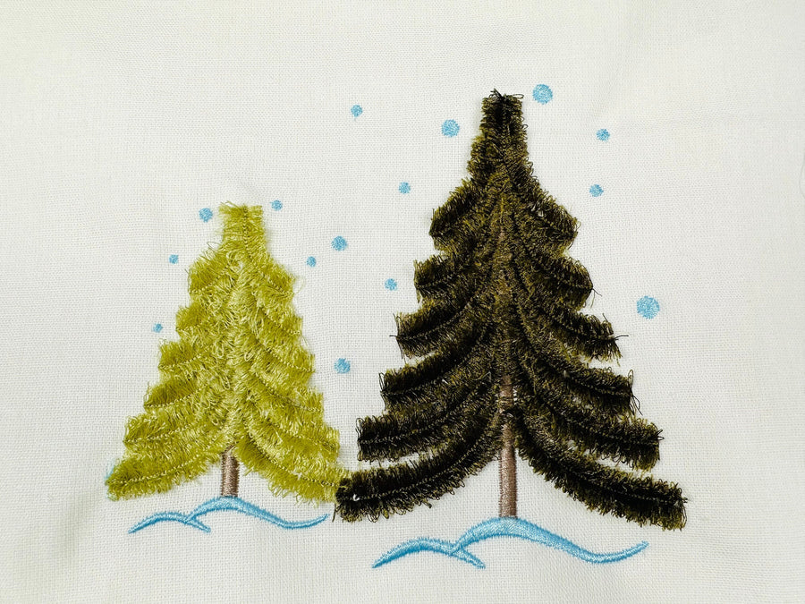 Fringed Christmas Tree Single Tree with Snow