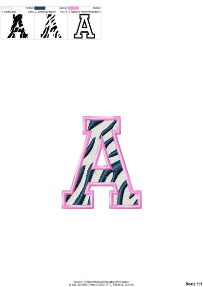 Tiger Print Varsity Sport Font Fill Stitch