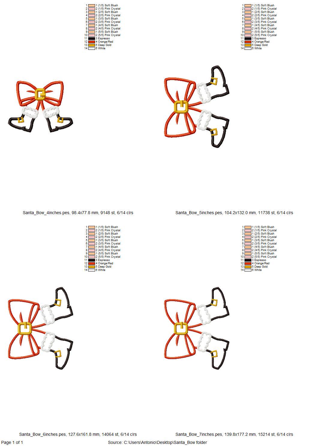 Christmas Santa Bow side bow split seam