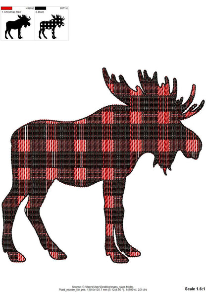 Gingham Plaid Moose Silhouette