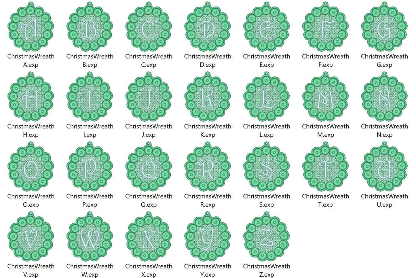 Christmas Fringed Wreath Ornament with Monogram