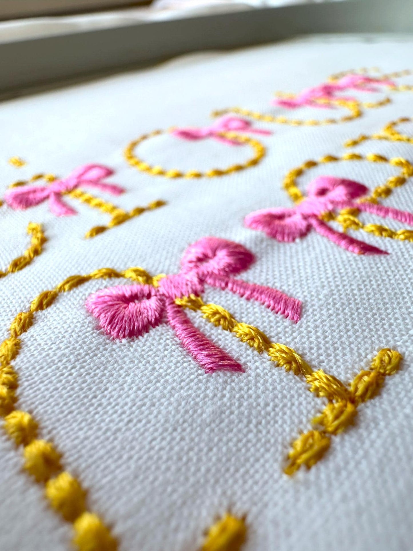 Hand Stitch Effect Font with Bow