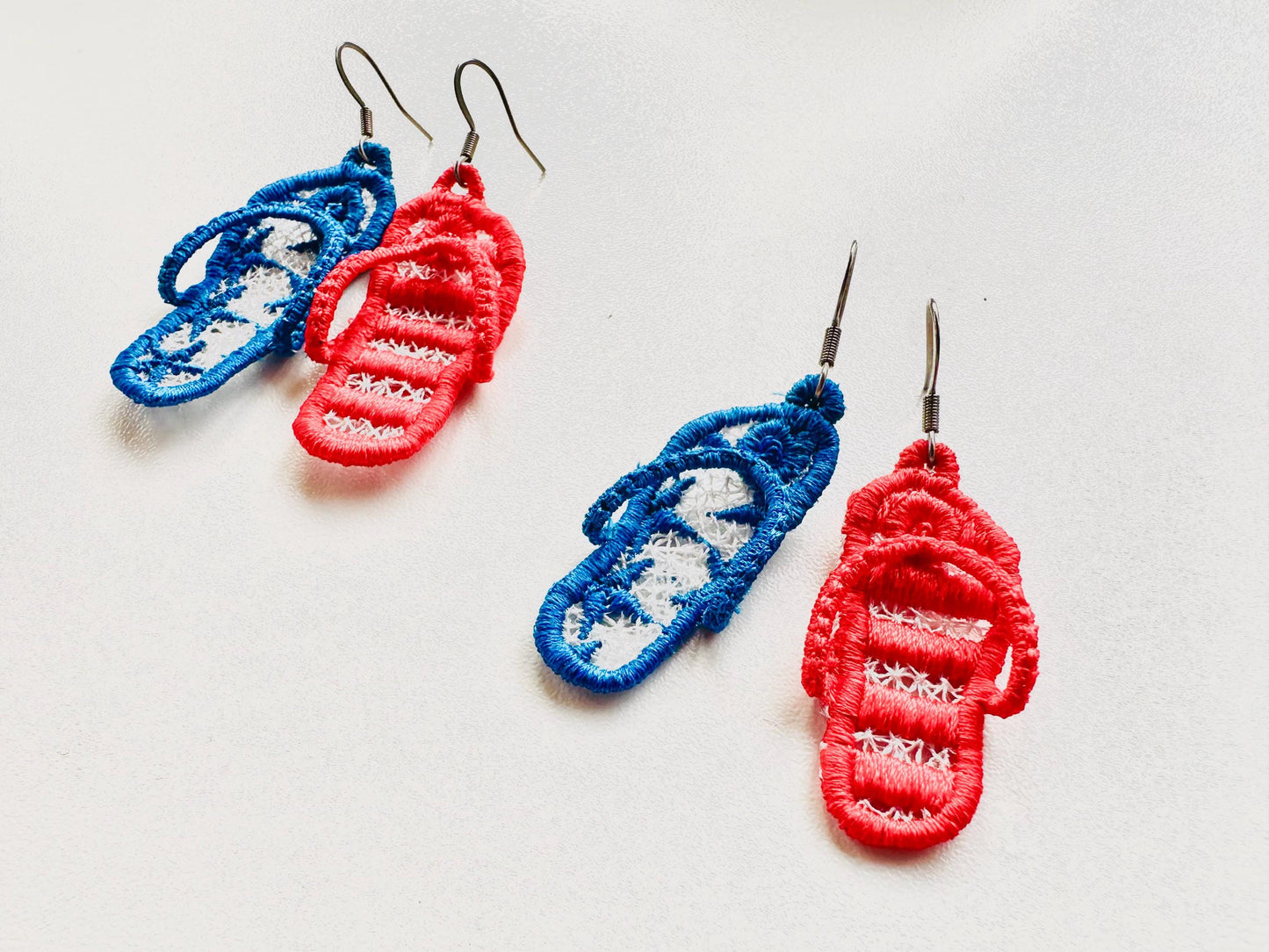 Patriotic Flip Flops earrings charm FSL freestanding lace 3D