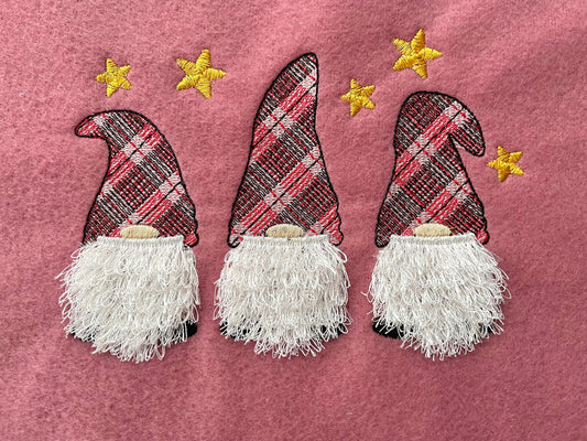 Gingham Plaid Gnome Trio Fringed Beard