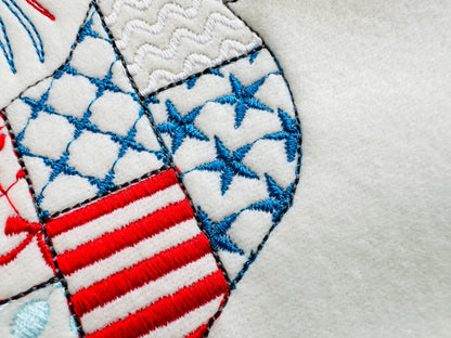 Patchwork Farm Chicken silhouette outline and Fireworks patterned