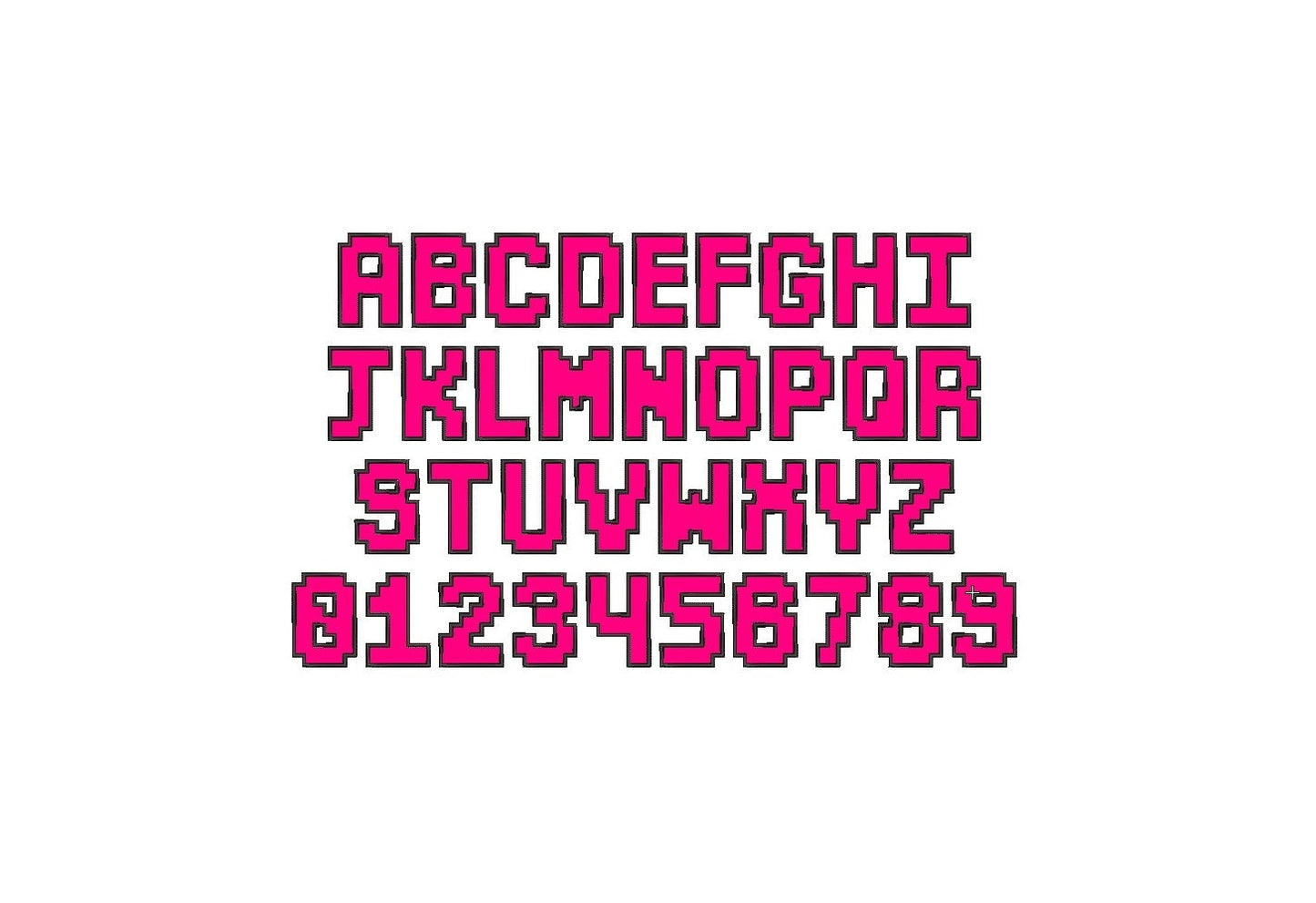 Gamer Pixel Block Font Applique