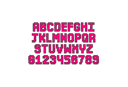 Gamer Pixel Block Font Applique