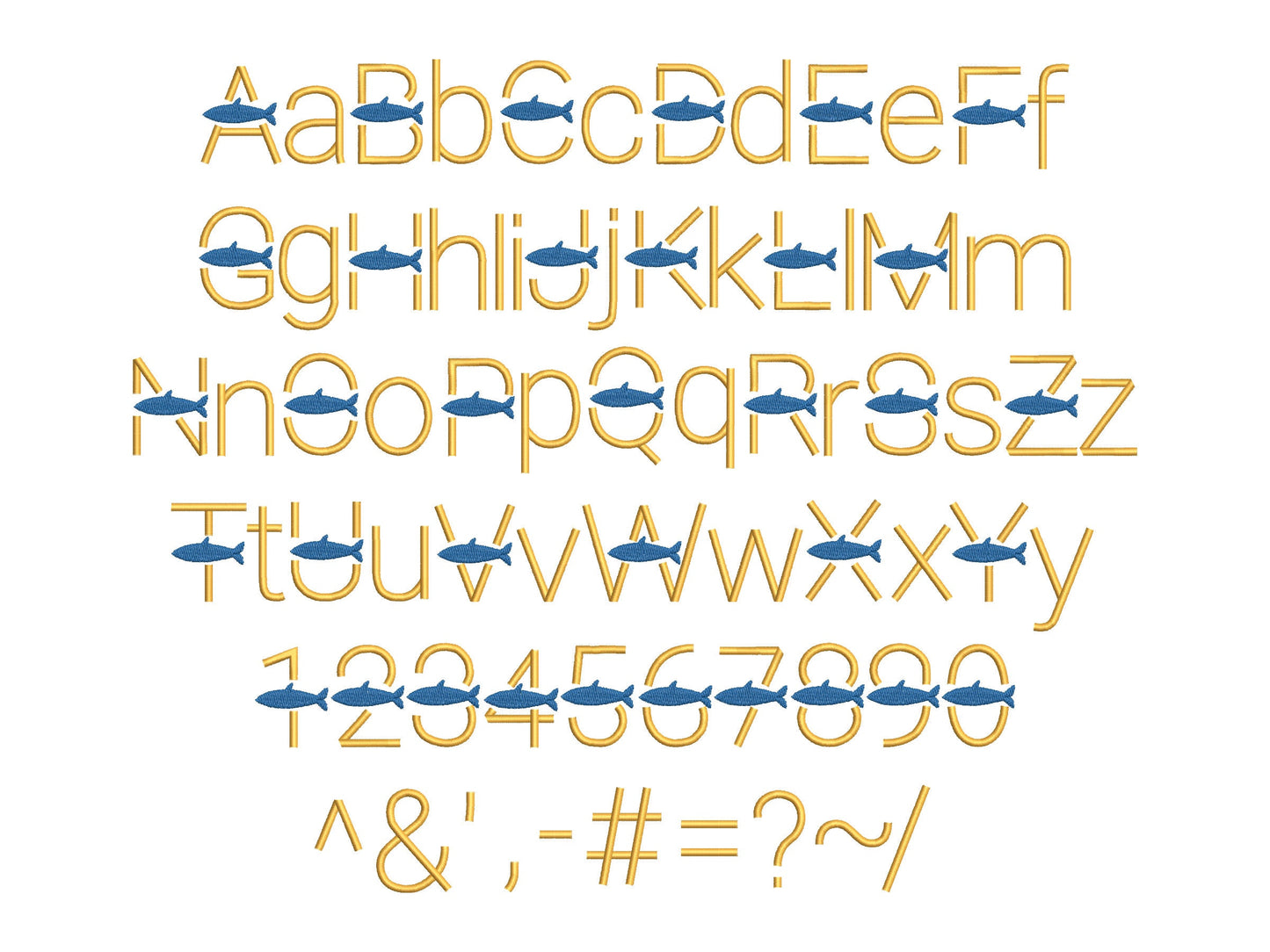 Satin Stitch Fish Font