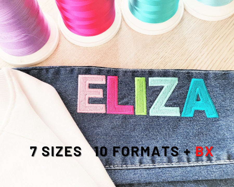 Block Bold Font Fill Stitch and Outline