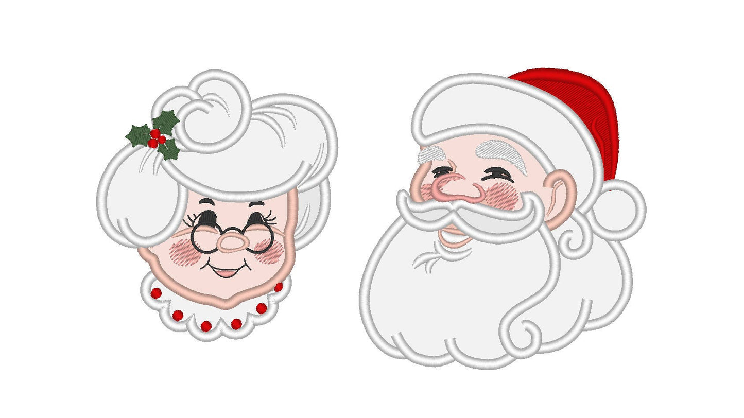 Mr and Mrs Santa Claus Applique